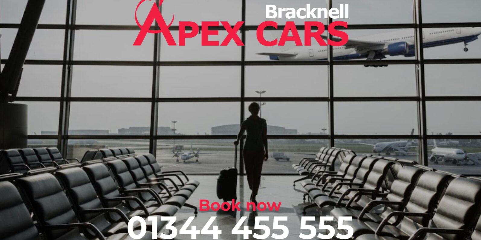 Apex cars bracknell cheap airport transfers Girl waiting in airport holding luggage
